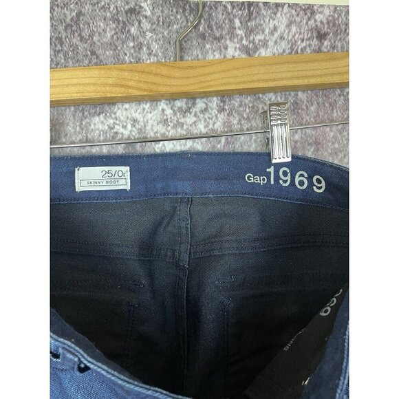 Gap Jeans Womens 25 / 0 r 1969 Blue Skinny Bootcut Low Rise 70s Boho Retro City - Picture 5 of 12